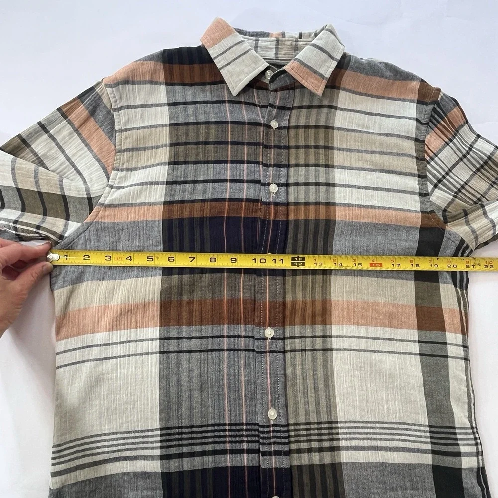 Banana Republic Untucked Shirt Sz M‎ Mens Plaid Slim Fit Double Weave Button Up